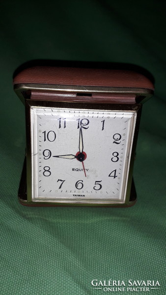 Old traveling compact waltham equity desk clock with leather case needs to be repaired according to the pictures