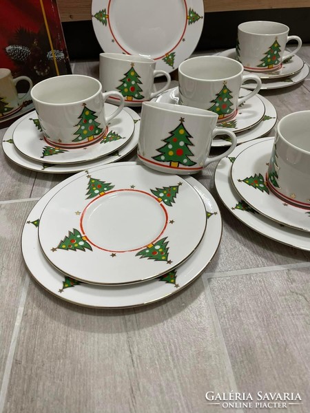 Beautiful 17-piece Christmas set tea cup saucer cake plate