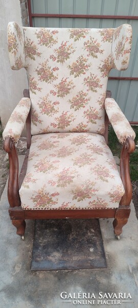 Antique Viennese baroque winged armchair