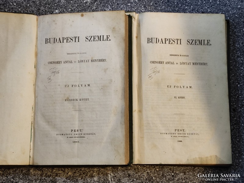 Budapesti Szemle, uj folyam 1865-66. 2.és a 6. kötet (6. füzet.)