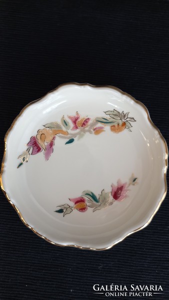 Zsolnay cream-colored, numbered, floral centerpiece, 12.5 cm in diameter