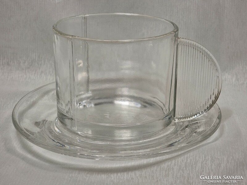Ritka Art Deco 4 szett Riedel Glass  osztrák műhely munkája, kávéscsészék-aljukkal.