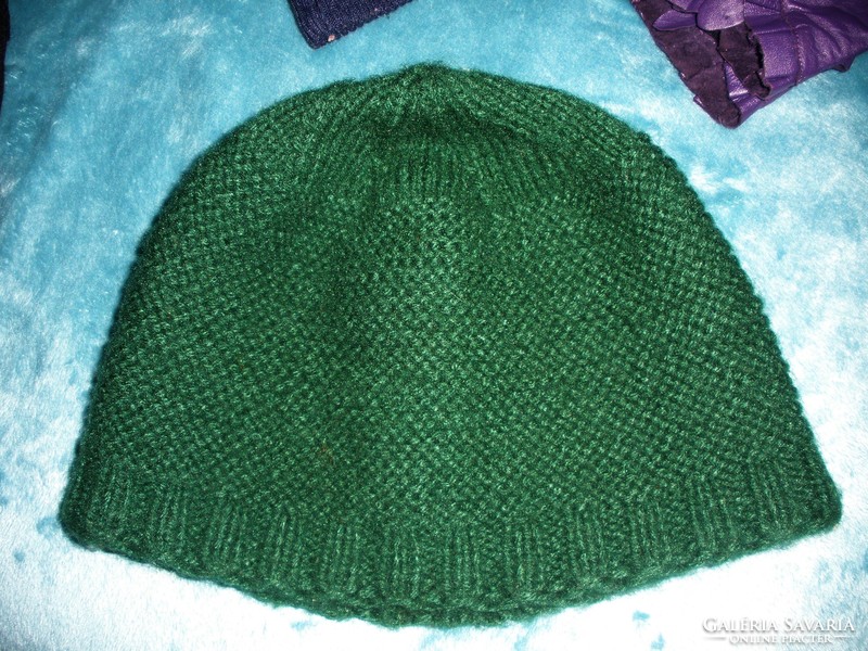 Knitted hat, hand knitted green