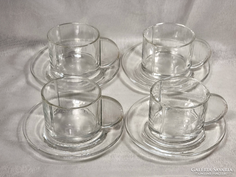 Rare art deco set of 4 Riedel glass Austrian workshop work with coffee cups and saucers.