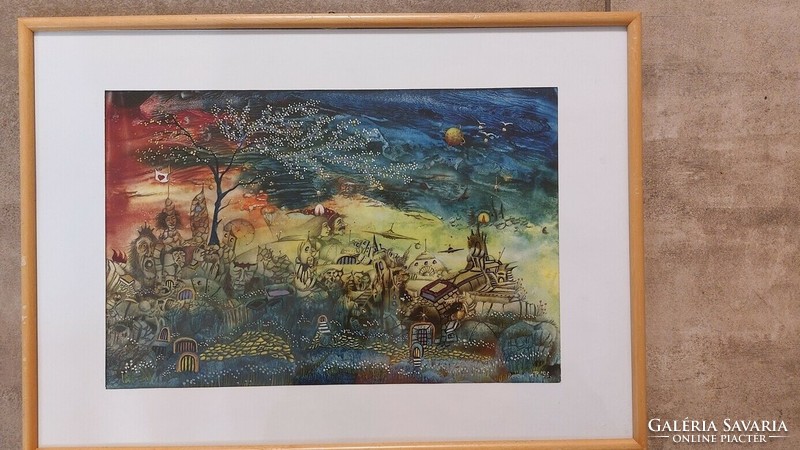 (K) Kelemen Pál's surreal painting with a 51x37 cm frame