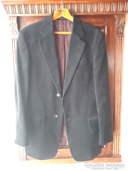 Single-breasted, two-button black corduroy brand new men's jacket size 52 slim fit