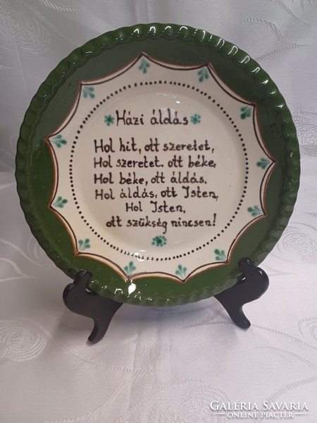 Házi áldás kerámia fali tányér