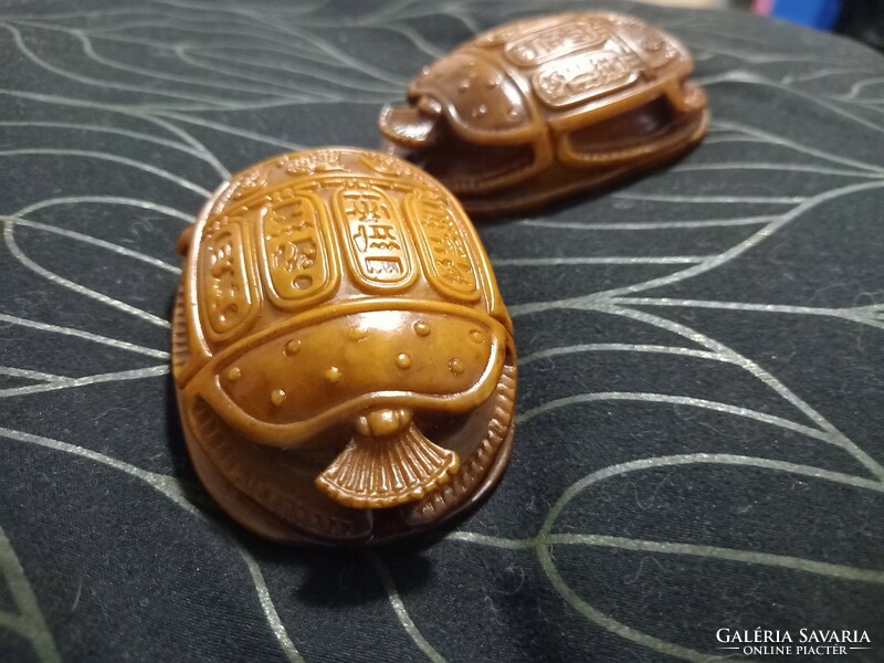 Egyptian scarab lucky talisman stone with hieroglyphs