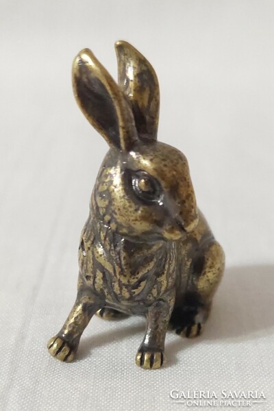 Miniature brass rabbit figure