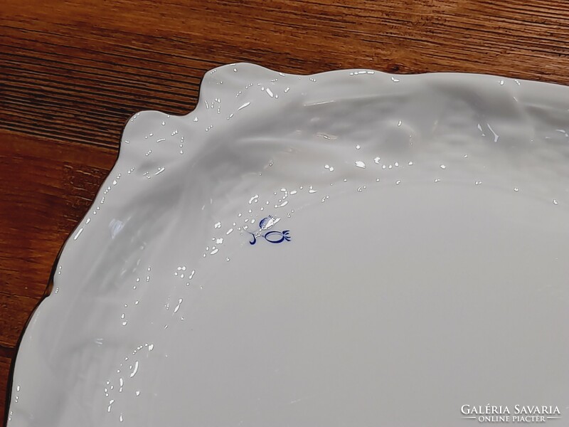 Herend blue small flower pattern bow oval serving tray