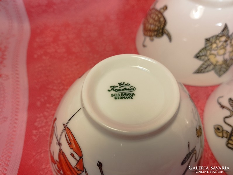 Krautheim porcelán fül nélküli csészék, tálkák