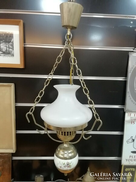 Retro brass chandelier with glass cover