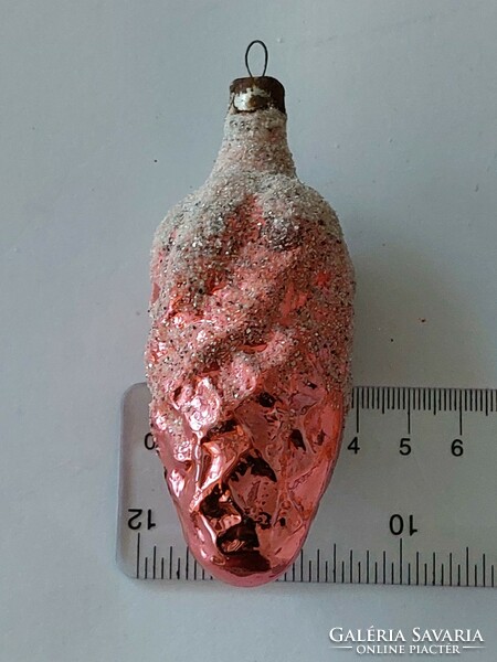 Old glass Christmas tree decoration snowy pink cone glass decoration