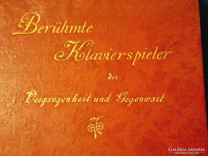 1898 LEPZIG-BERÜHMTE KLAVIERSPIELER (Hires zongoristák) német de nem gót!  EGÉSZ BŐR DISZKÖTÉS!!