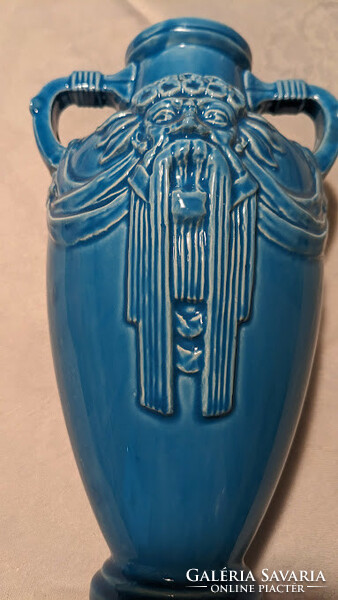 Zeus-headed amphora vase by Zsolnay