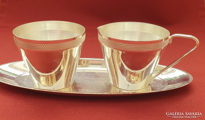 Silver-colored bowl, bowl, sugar holder, spout, serving coffee accessories