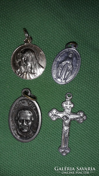 Antique metal Christian pilgrim souvenirs collection, 4 silver-plated pendants in one, as shown in the pictures