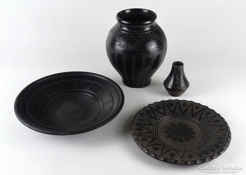 1P969 old black ceramic package 4 pieces
