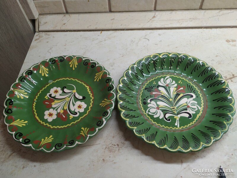 Hungarian ceramic hand-painted wall decoration, 2 plates for sale!!