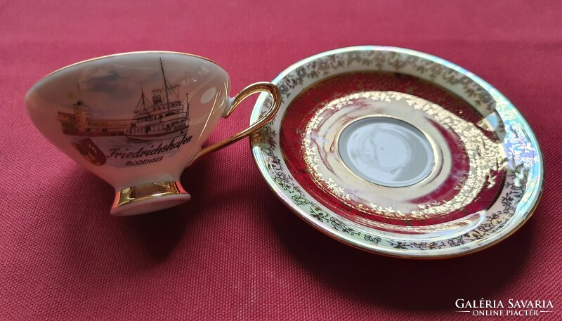 Gerold Bavaria német porcelán arany kávés szett csésze csészealj eszpresszó mokkás Friedrichshafen