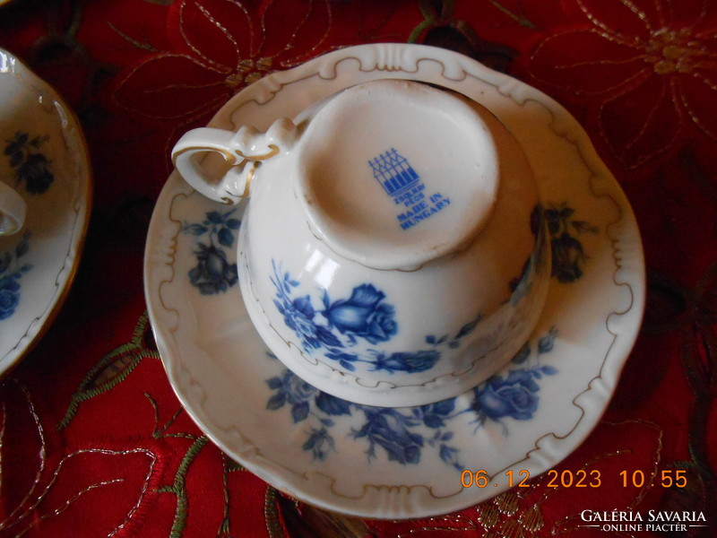Zsolnay kék rózsa mintás kávés csésze