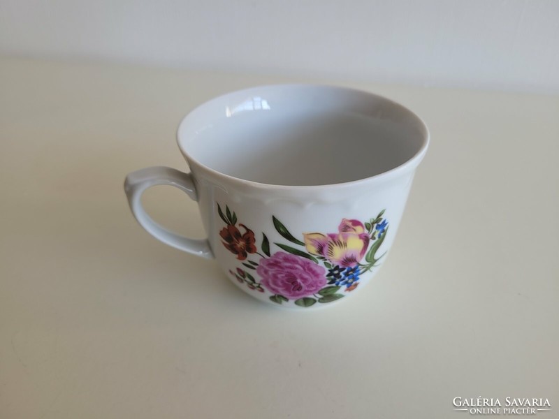 Régi Kahla GDR porcelán bögre virágmintás teás csésze