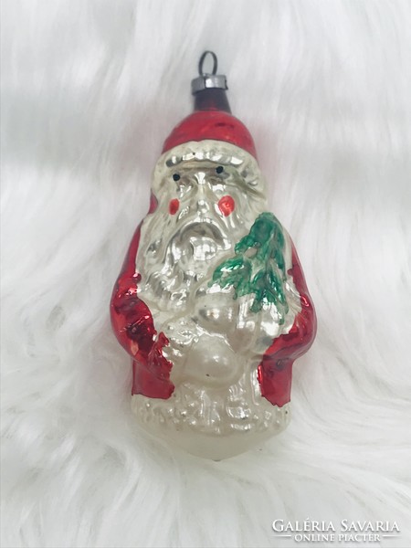 Retro glass Christmas tree decoration, Santa Claus