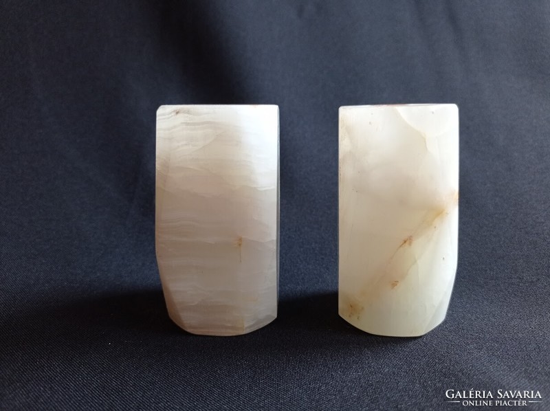 Pair of onyx mineral candle holders