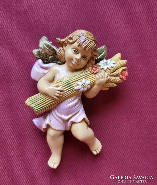 Old retro vintage Italian painted plastic rubber angel figure religious