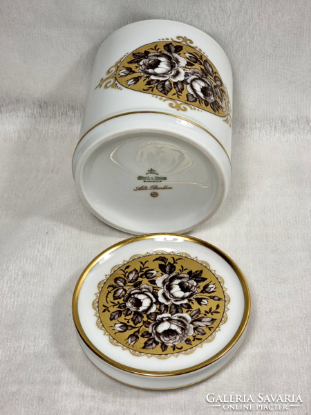 ALBOTH & KAISER ALT-BERLIN német porcelán edény, virágmintás dekorral, XX.szd második fele.