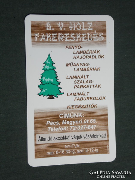 Card calendar, g.V. Holz wood shop in Pécs, graphic artist, 2000, (3)