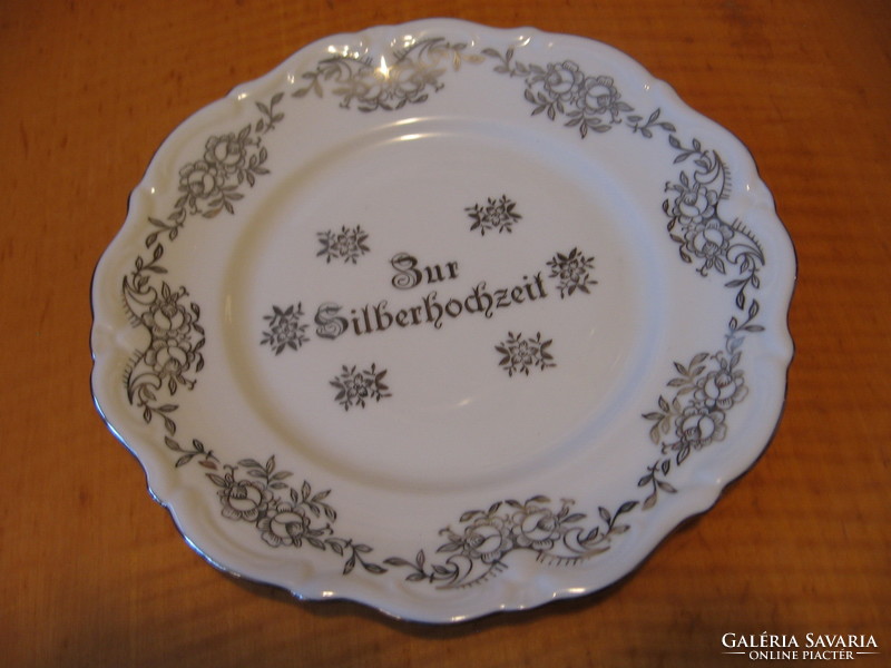 Silver-plated decorative plate zum silberhochzeit-silver wedding in bavaria