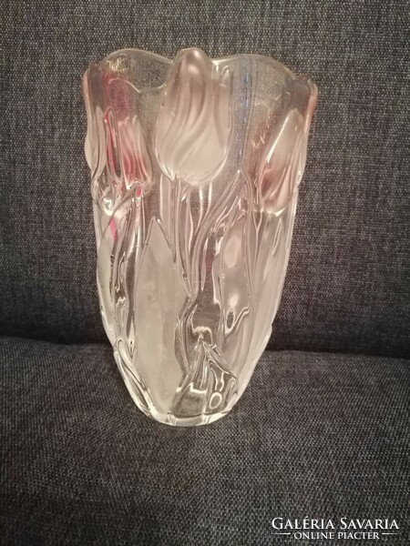 Tulipános üveg váza