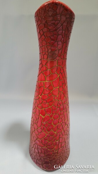 Zsolnay eosin ox blood cracked, shrink glazed modern vase