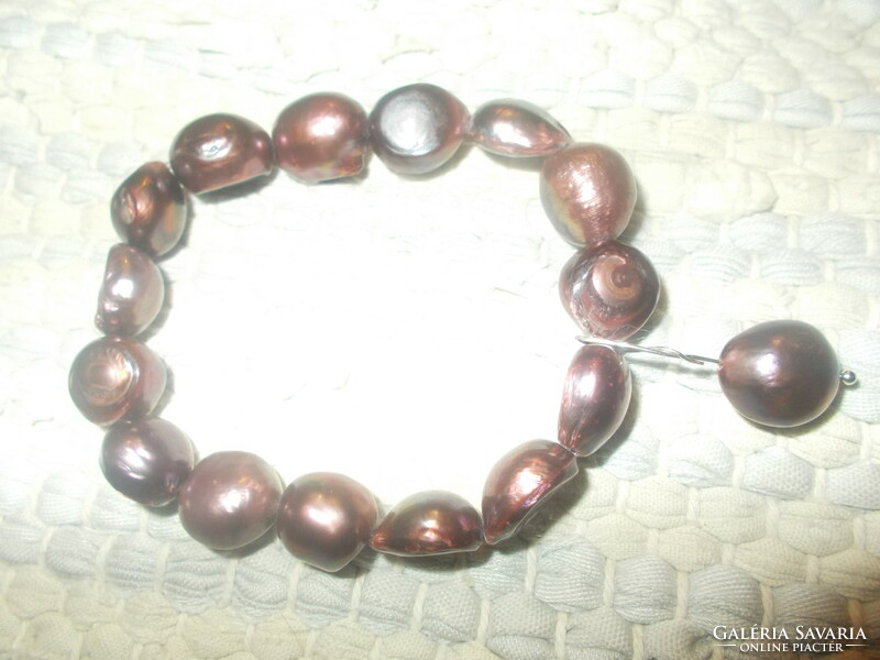 Genuine cultured pearl biwa flexible bracelet with string