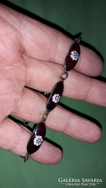 Beautiful antique flower pattern blood red fire enamel metal women's bracelet, bracelet 20 cm according to the pictures