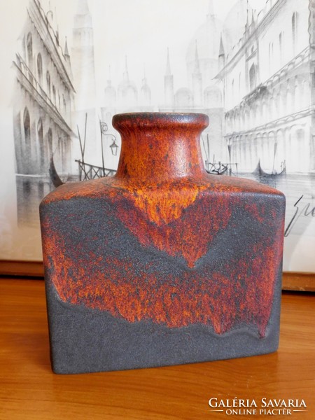 Scheurich retro szögletes kerámia váza -  mid century 20 cm