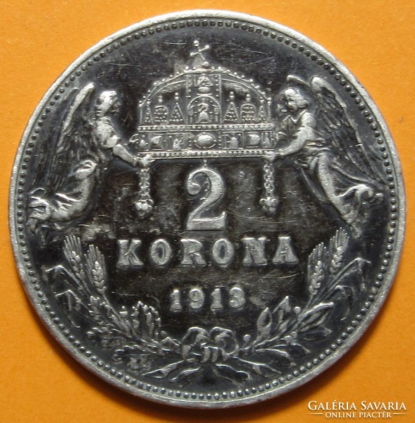 Ferenc József ezüst két korona 1913 K.B. 2 korona KB. 1913