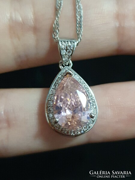 Half price! Miracle! Pink zirconia necklace set in marked platinum (pt950).