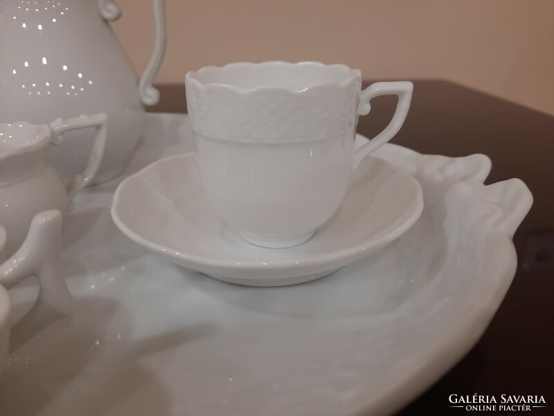 2 Personal white Herend coffee set on ribbon bowl