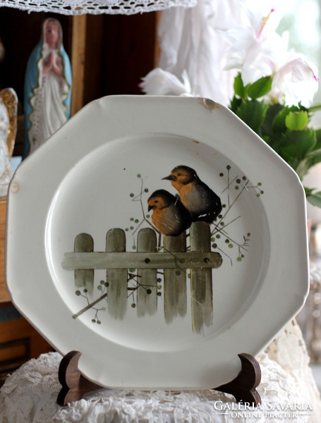 Antique English brown-westhead & moore flat plate, bird, bird, 1860s