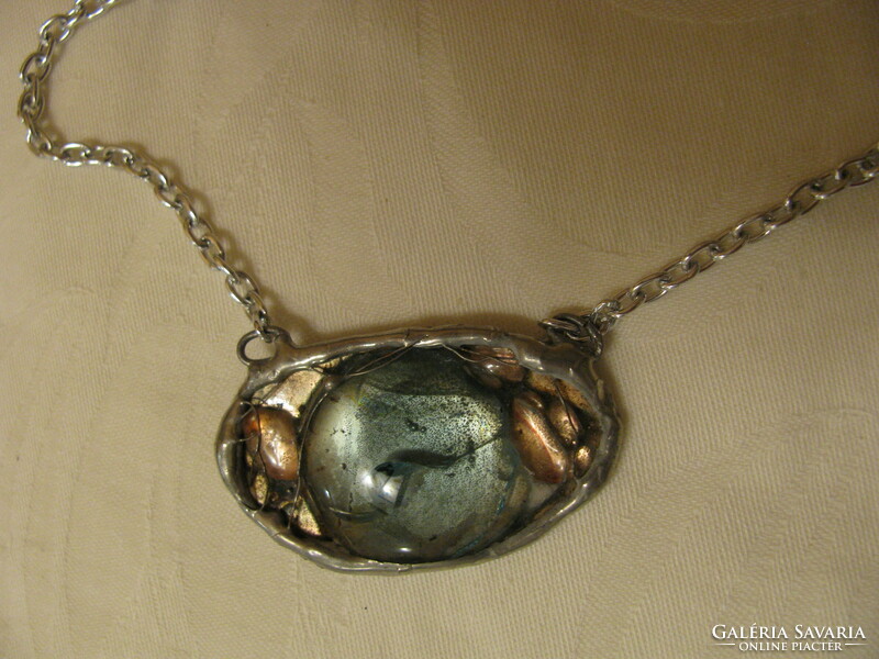 Elegant necklace on a silver chain - craftsman's work. Great as a gift