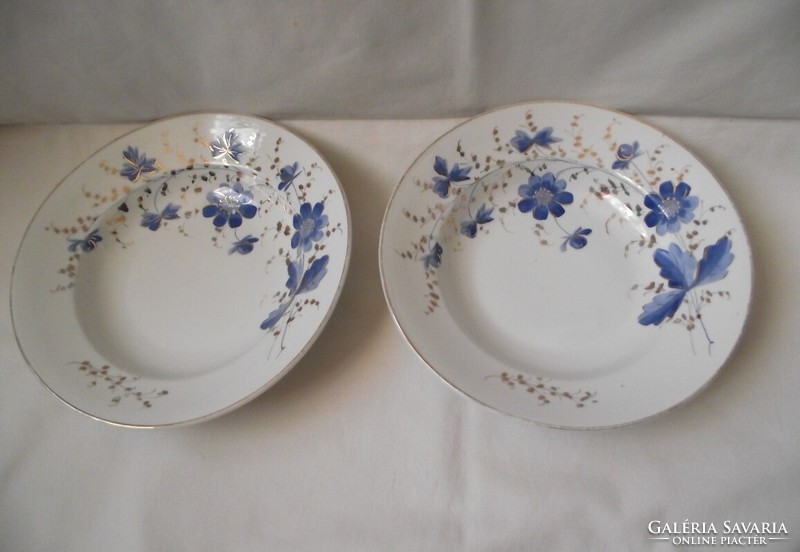 Blue floral, gilded decorative plate, 2 wall plates