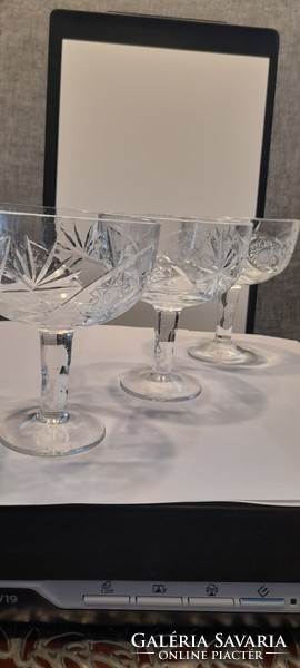 Richly polished lead crystal champagne glasses 3 pcs