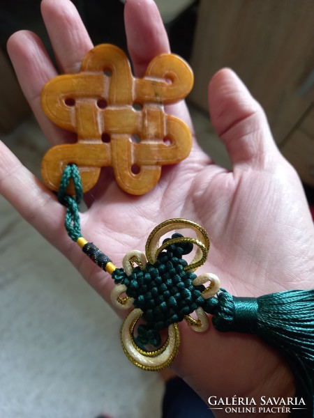 Original jade Tibetan knot with carved motifs
