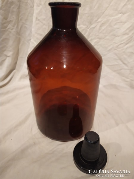 Antik nagyméretű barna gyógyszertári patikai üveg 35 cm
