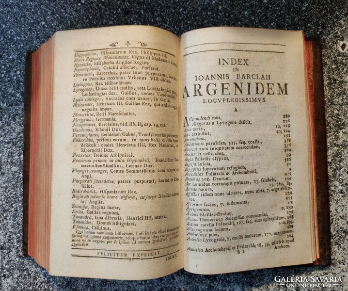 (BARCLAY JOANNES) BARCLAII JOANNIS Argenis, 36 db rézmetszettel.1769. Nürnberg.
