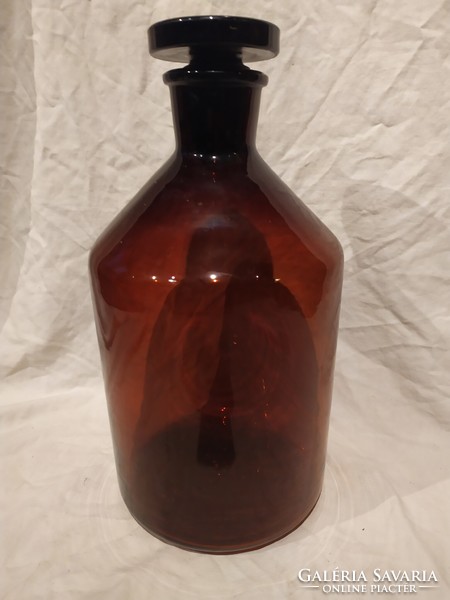 Antique large brown pharmacy apothecary bottle 35 cm