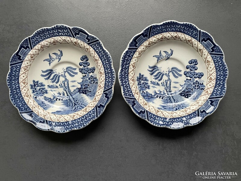 Real old willow English porcelain coaster plate - 2 pcs together
