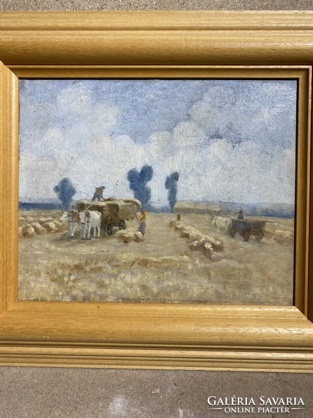 XX. század eleje, magyar festő festménye, olaj, vászon, 31 x 26 cm-es